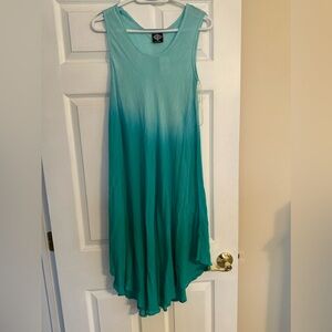 Cal Style Hombre turquoise dip dye tank dress or coverup Size Medium NWT